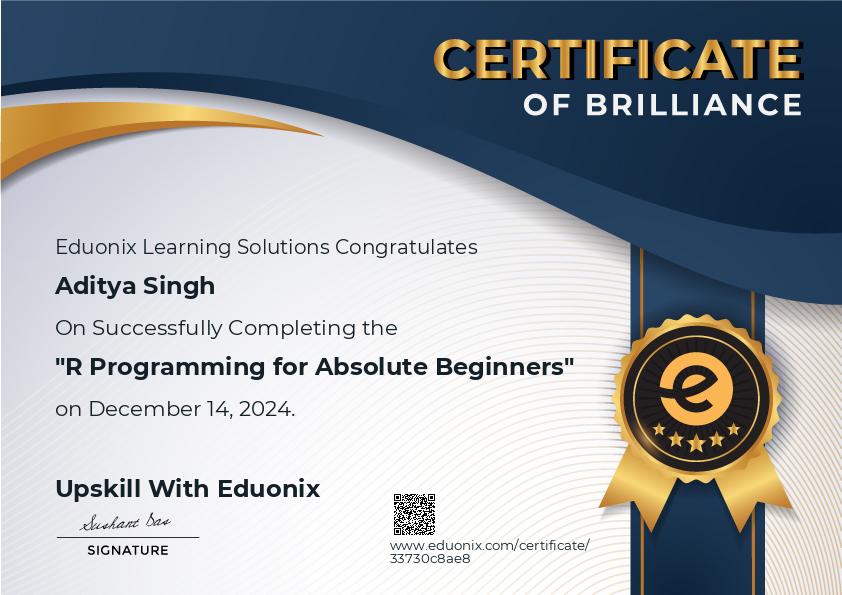 R Programming Certificate